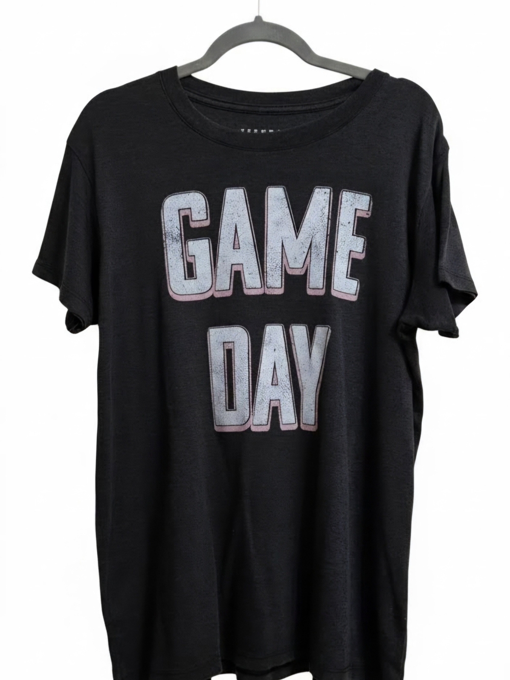 Recycled Karma GAME DAY Tee with Charcoal Gray and Pink Trim